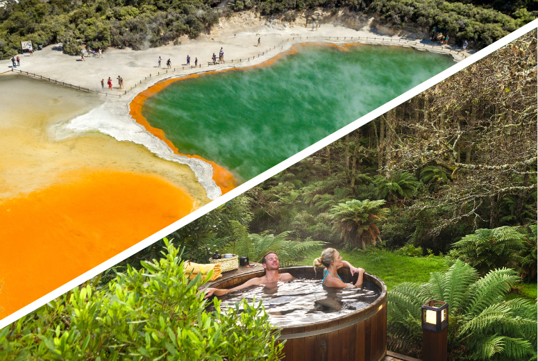 Wai-O-Tapu & Secret Spot Hot Tubs Rotoura Tour from Auckland